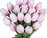 Artificial Pink Tulips Flowers Faux Tulip Stems PU Real Touch Tulips 20 ... - $26.05