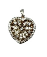 Vintage Sterling Silver .925 Heart Locket 7g Rhinestone Gemstone “Mom” S... - $34.99
