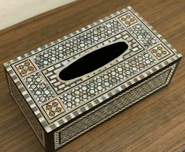 Handmade Wood Tissue Box inlaid Mother of Pearl - $145.00