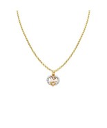 Genuine 14k Two-tone Gold 0.39&quot; CZ &#39;15&#39; Heart Quinceanera Necklace 16&quot; t... - $477.48 CAD+