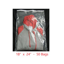 Large Resealable Clear Poly Bags 18&quot; x 24&quot; Qty 50 Transparent for clothing - £24.90 GBP