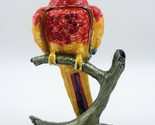Bejeweled Scarlet Macaw Parrot Hinged Trinket Jewelry Box Jeweled Enameled 4.25" - $83.79