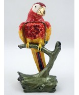 Bejeweled Scarlet Macaw Parrot Hinged Trinket Jewelry Box Jeweled Enamel... - £75.05 GBP