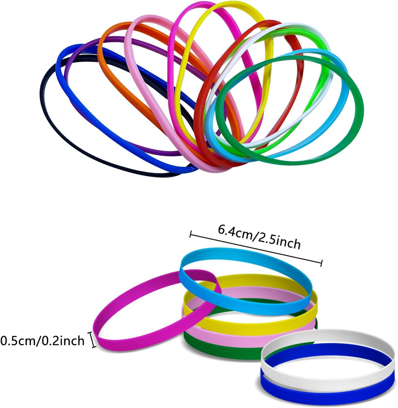 M.Best 120 Pcs Silicone Wristbands Rubber Bracelets Blank Elastic Stretch Wristb Item image 3