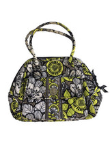 Vera Bradley Black White Citrine Yellow Floral Bowler Style Bag Purse  - $21.99