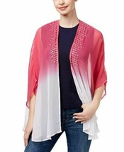 Steve Madden Sequined Sheer Kimono Shawl Wrap Cover-Up, Pink White Ombre - £11.07 GBP