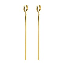 Aide 925 Silver Gold Cool Minimalist Loop Earrings With Bling Long Flat Chain Ta - £14.32 GBP