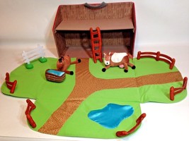RARE Ikea Landet Fabric Fold Up Red Barn Play Farmhouse Plush Animals Cow Horse - £59.94 GBP