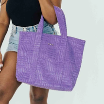 Teagan Terry Cloth Tote with Matching Pouch Purple - £29.33 GBP