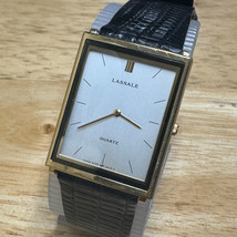 Lassale 8420-6439 Quartz Watch Men Gold Tone Ultra Thin Rectangle New Ba... - £112.05 GBP