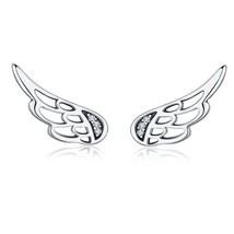 WOSTU Genuine 925 Silver Fairy Wings Stud Earrings For Women Rose Gold Earrings  - £15.89 GBP