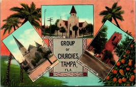 Group of Churches Multiview Tampa Florida FL UNP Unused DB Postcard D9 - £8.13 GBP