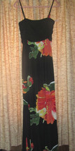 Bongo silky, stretchy black floral print maxi dress, Juniors XL - $24.99