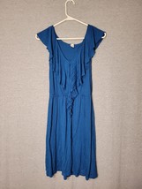 Women&#39;s Old Navy Casual Elastic Waist Blue Ruffle Knee Length Dress S - £9.47 GBP