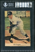 Ed Lopat Signed Vintage 1950&#39;S Photo Auto New York Yankees Slabbed Beckett Bas - £38.70 GBP