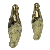 Metallic Bronze and Beige Resin Nisse Gnome Head Wall Hangings Set of 2 - £16.53 GBP