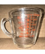 Vintage Pyrex #508  Glass Measuring Cup Red Letters D Handle 1 cup - $24.30