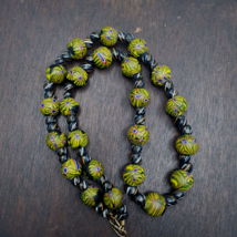 Vintage Roman Style Green Gabri Eyes Glass Beads Necklace - $72.75