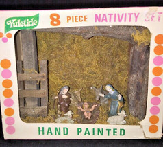 VINTAGE Nativity 8 PIECE YULETIDE Hand painted WITH BOX - £15.76 GBP