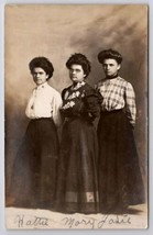 RPPC Three Edwardian Ladies Hattie Mary Josie Studio Real Photo Postcard... - £7.68 GBP