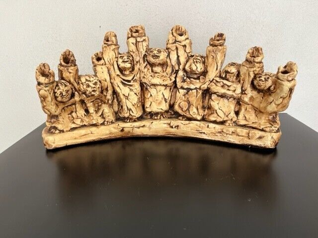Glazed Clay Menorah - Signed - Unusual Design uses standard size chanuka... - $123.75