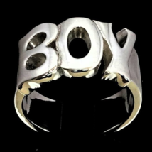 Sterling silver Letter ring Boy one word bold letters high polished 925 silver u - £58.99 GBP