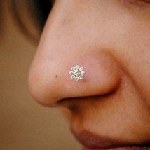 14k Chapado en Oro Rosa 0.20CT Imitación Diamante Floral Racimo Nariz Pin Mujer - £20.87 GBP