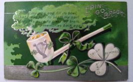 St Patrick&#39;s Day Postcard Dear Irish Memories Silver Harp Pipe Clovers Embossed - £5.46 GBP