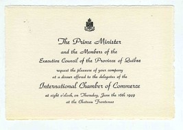 1949 International Chamber Commerce Invitations Quebec Chateau  Frontenac - £27.22 GBP