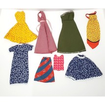 Vtg Lot of 8 Mod Retro Barbie Clothes Dresses Skirts Top Housecoat - $25.92