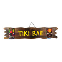 39 Inch Hand Carved Wood Tiki Bar Hanging Sign Decorative Mask Sculpture Decor - £32.12 GBP