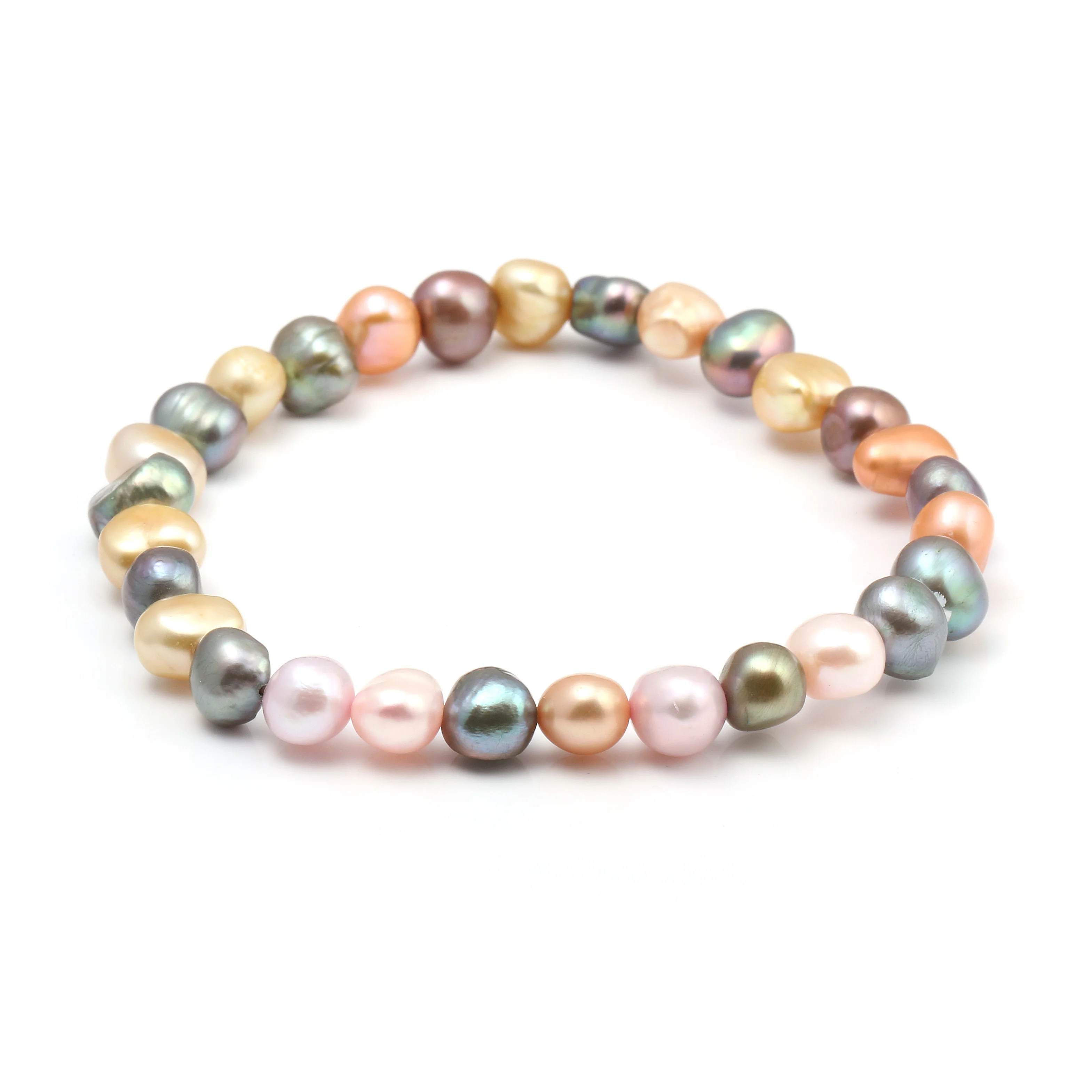 Hot Sale 100% Natural Pearl Bracelet Charms Elastic Rope Colorful Pearl - £10.31 GBP