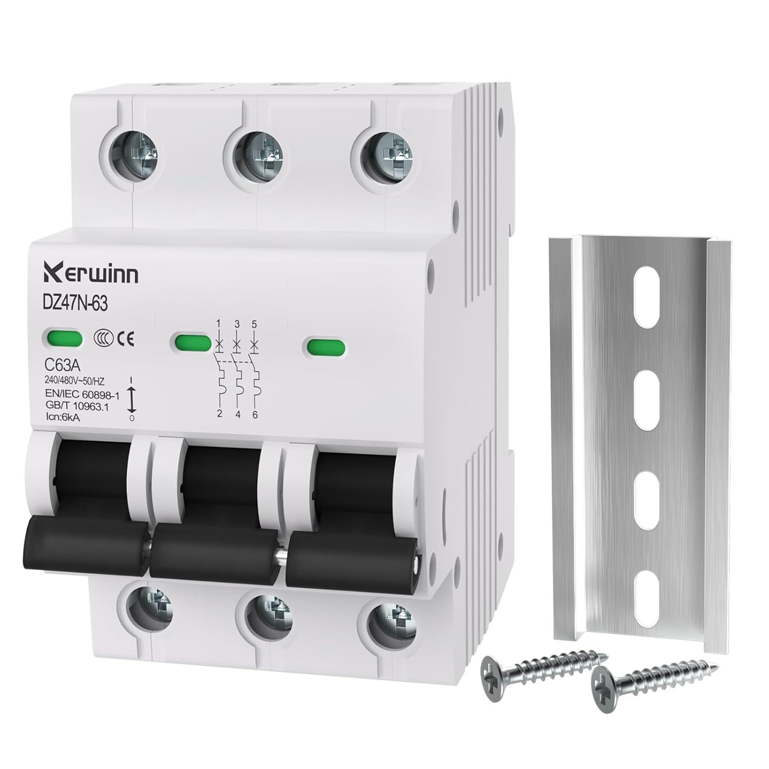 3 Pole Miniature Circuit Breaker,240V/480V Ac Circuit Breaker, 63Amp, 63A - $30.99