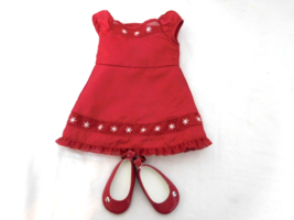American Girl Doll Scarlet and Snow Dress + Shoes 2008 Christmas  - £16.30 GBP