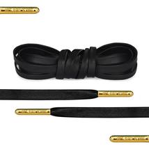 Luxury Black Leather Shoelaces with Gold Metal Tips by Loop King Laces - £13.37 GBP+