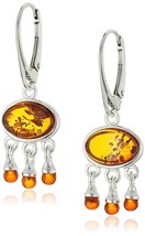 Amazon Collection Amber Gemstone Sterling Silver 925 Classic Dangle Earrings NWT - £26.44 GBP
