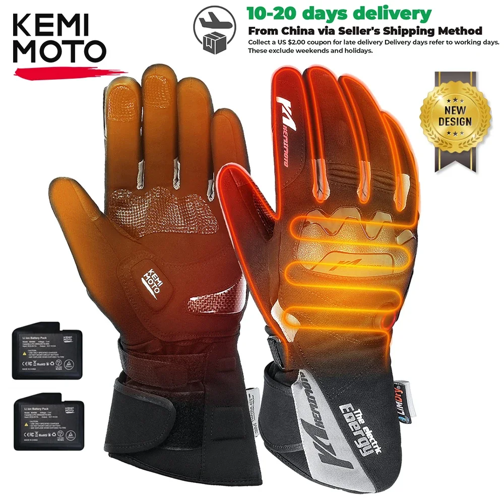 Moto Heated Gloves Winter Warm Heating Motorcycle Gloves Waterproof Rechargeable - £58.16 GBP+