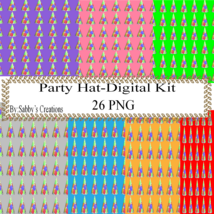 Party Hat 2b Digital Kit-Jewelry Tag-Clipart-Art Clip-Gift Tag-Holiday-D... - $1.99