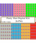 Party Hat 2b Digital Kit-Jewelry Tag-Clipart-Art Clip-Gift Tag-Holiday-D... - $37.50 MXN