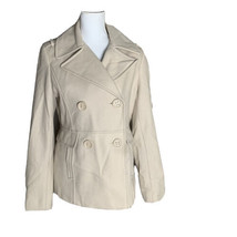 Kenneth Cole Reaction Wool Pea Coat Double Breasted Cream Color Womens Size 8 - £20.10 GBP