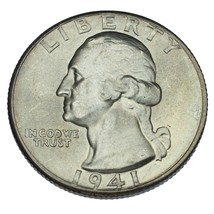 1941-D Washington Argent Quarts 25c (Brilliant Uncirculated, Bu État) - £309.84 GBP