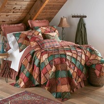 Donna Sharp Campfire Rag Quilt** KING** 3 Piece Set Rustic Country Lodge Cabin - £355.27 GBP