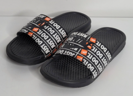 Mens Nike Benassi JDI Just Do It Black Orange Logo Swoosh Slides Sandals Size 9 - £21.57 GBP