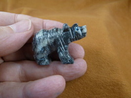 (y-bea-41) gray white Bear wild cub carving gemstone SOAPSTONE PERU I love bears - £6.86 GBP
