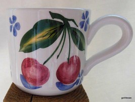 Ancora Italy Mug Fruit Cherry Cherries and Blue Flowers 3.5&quot; - £9.54 GBP