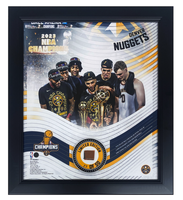 Denver Nuggets 2023 NBA Champs 15&quot; x 17&quot; Game Used Basketball Collage LE... - $265.50