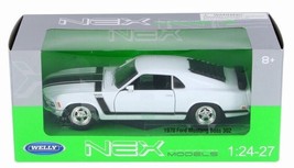 Ford Mustang Boss 302 1970 1/24 Diecast Model by Welly - WHITE w/ WINDOW BOX - $34.64