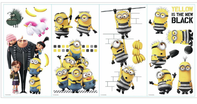 Primary image for DESPICABLE ME 3 MOVIE WALL DECALS 17 BiG Minions Gru Stickers Kids Bedroom Decor
