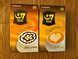 2 PACK TRUNG NGUYEN G7  COFFEE INSTANT CAPPUCCINO HAZELNUT &amp; MOCHA FLAVOR - £19.85 GBP
