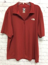 The North Face Mens Short Sleeve 1/4 Zip Polo Shirt Red L Collared Coolmax - £11.66 GBP